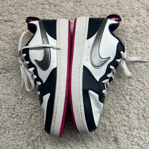 Nike Kids Sneakers Black White with Pink Accents - Picture 4 of 8